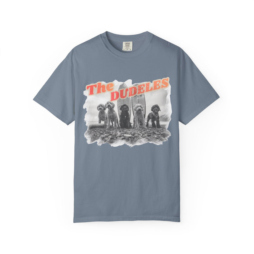The Dudeles Dog Surfer T-Shirt | Doodle Breed Surfing Design