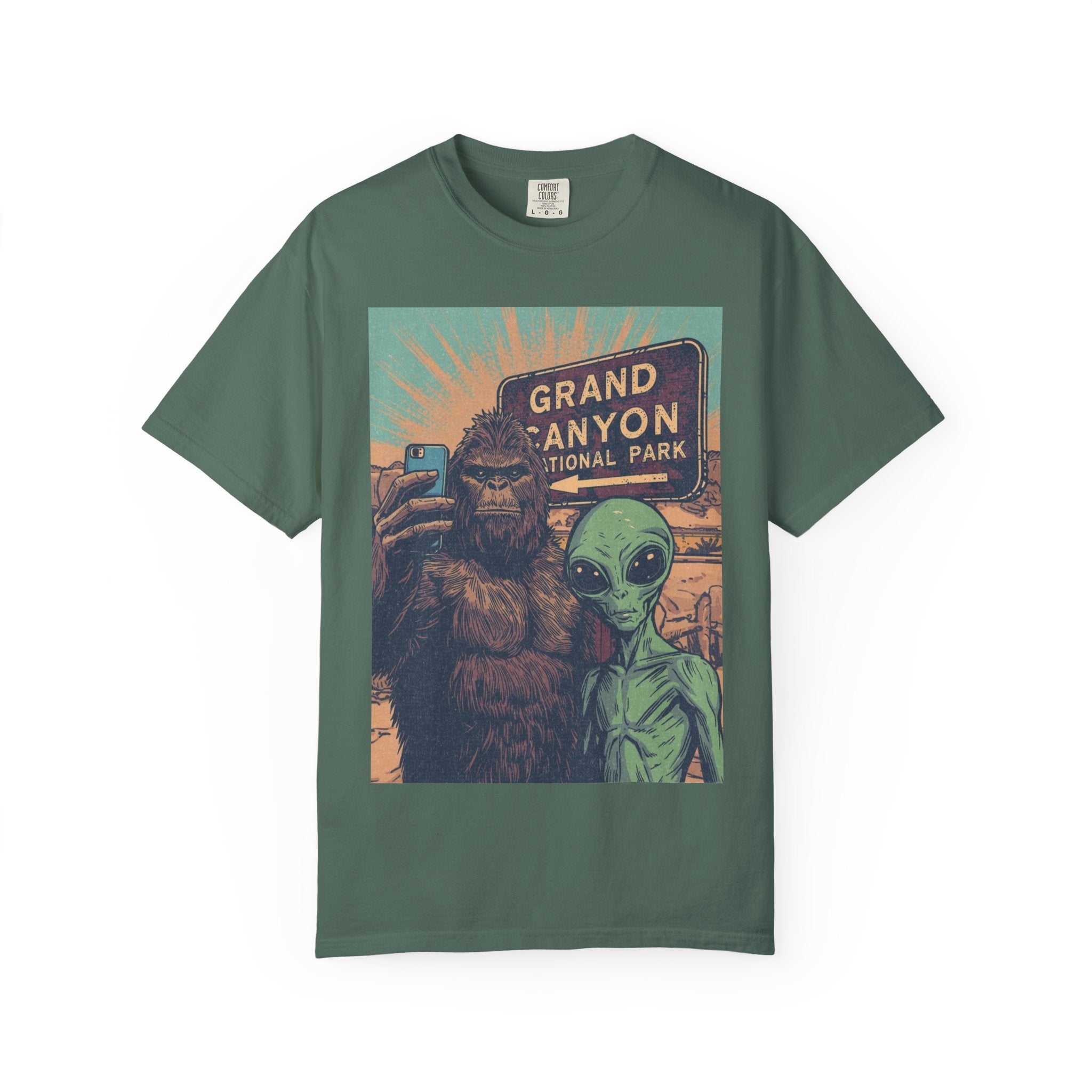 Bigfoot & Alien Grand Canyon T-Shirt — Funny National Park Tee