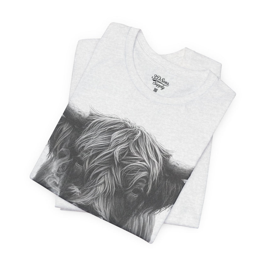Highland Cow Smoking Tee — Vintage Highland Cattle Graphic T-Shirt