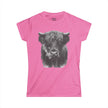 Women’s Softstyle Tee — Highland Cow Smoking Graphic