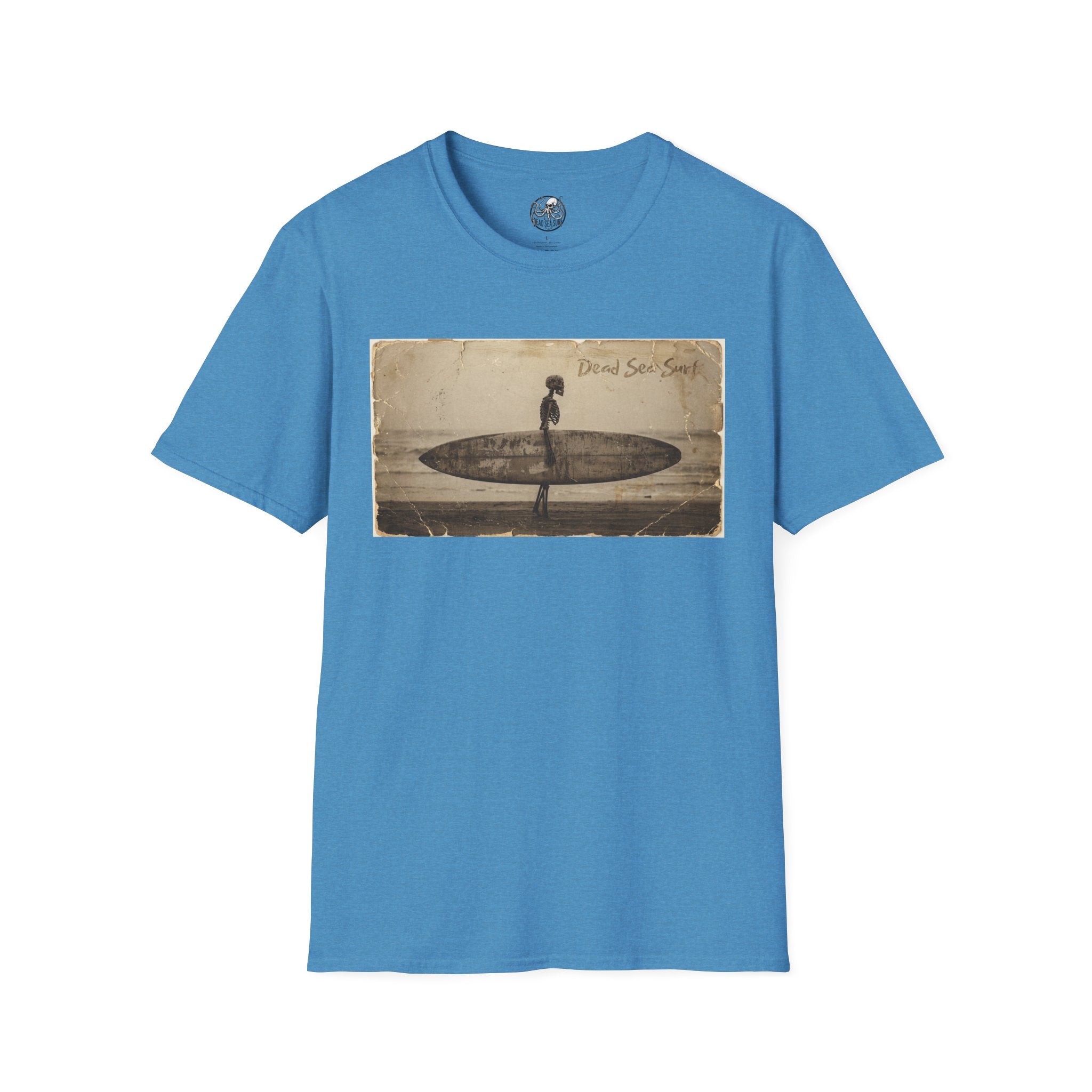 Vintage Skeleton Surfer Photograph T-Shirt | Retro Beach Surf Tee