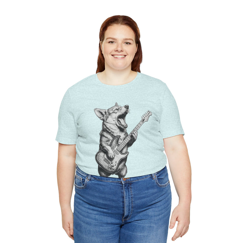 Corgi Rockstar T‑Shirt — Guitar Playing Dog Graphic Tee
