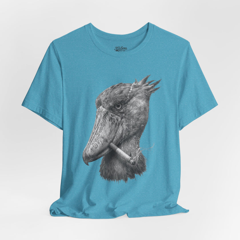 Smoking Shoebill Stork T-Shirt — Quirky Bird Graphic Tee