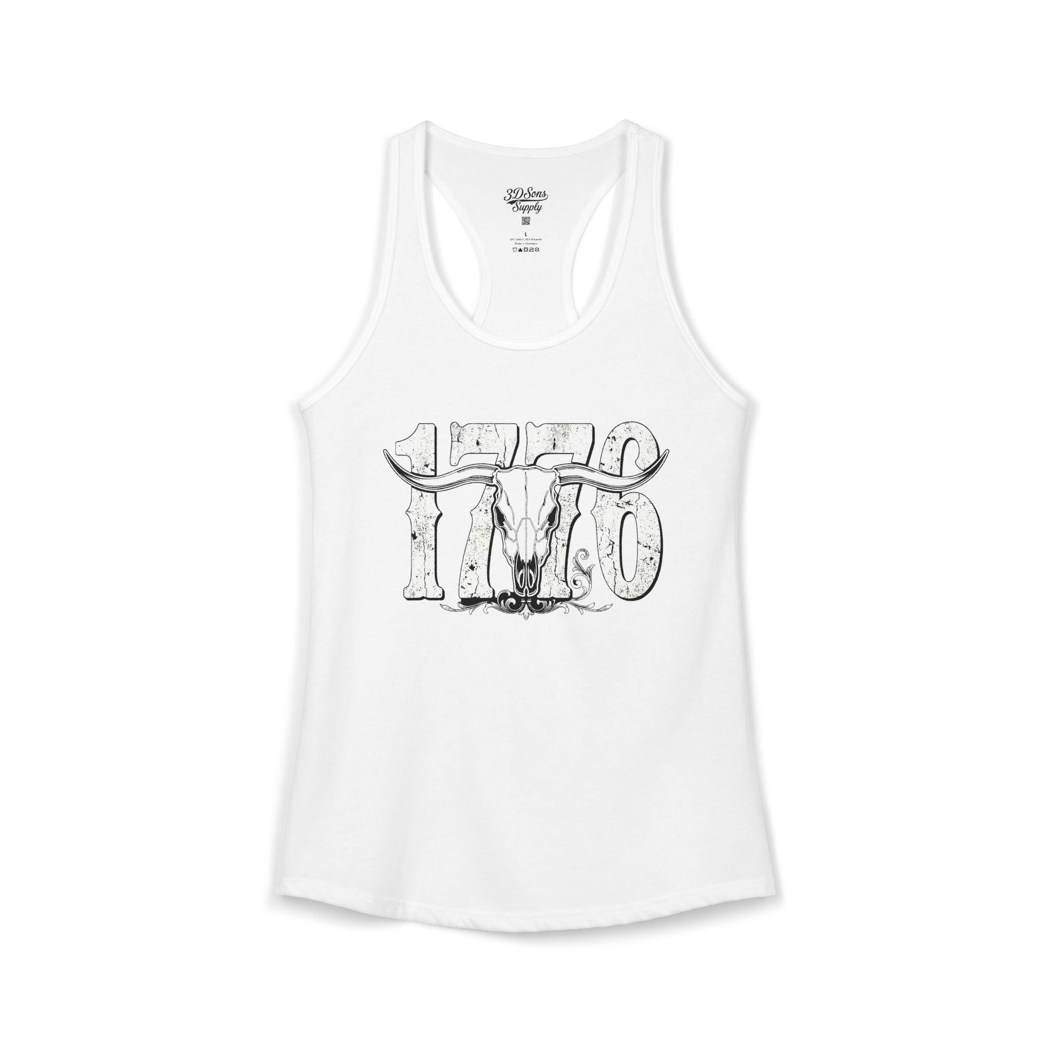 1776 Longhorn Skull Women's Racerback Tank