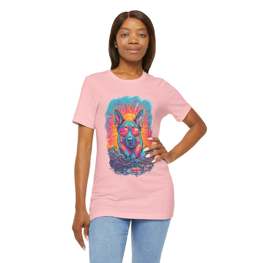 German Shepherd Retro 90s Vice City Tee