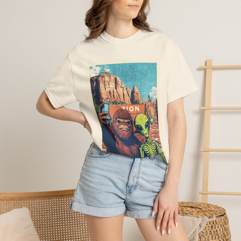 Alien & Bigfoot Zion National Park T-Shirt — National Park Adventure Tee