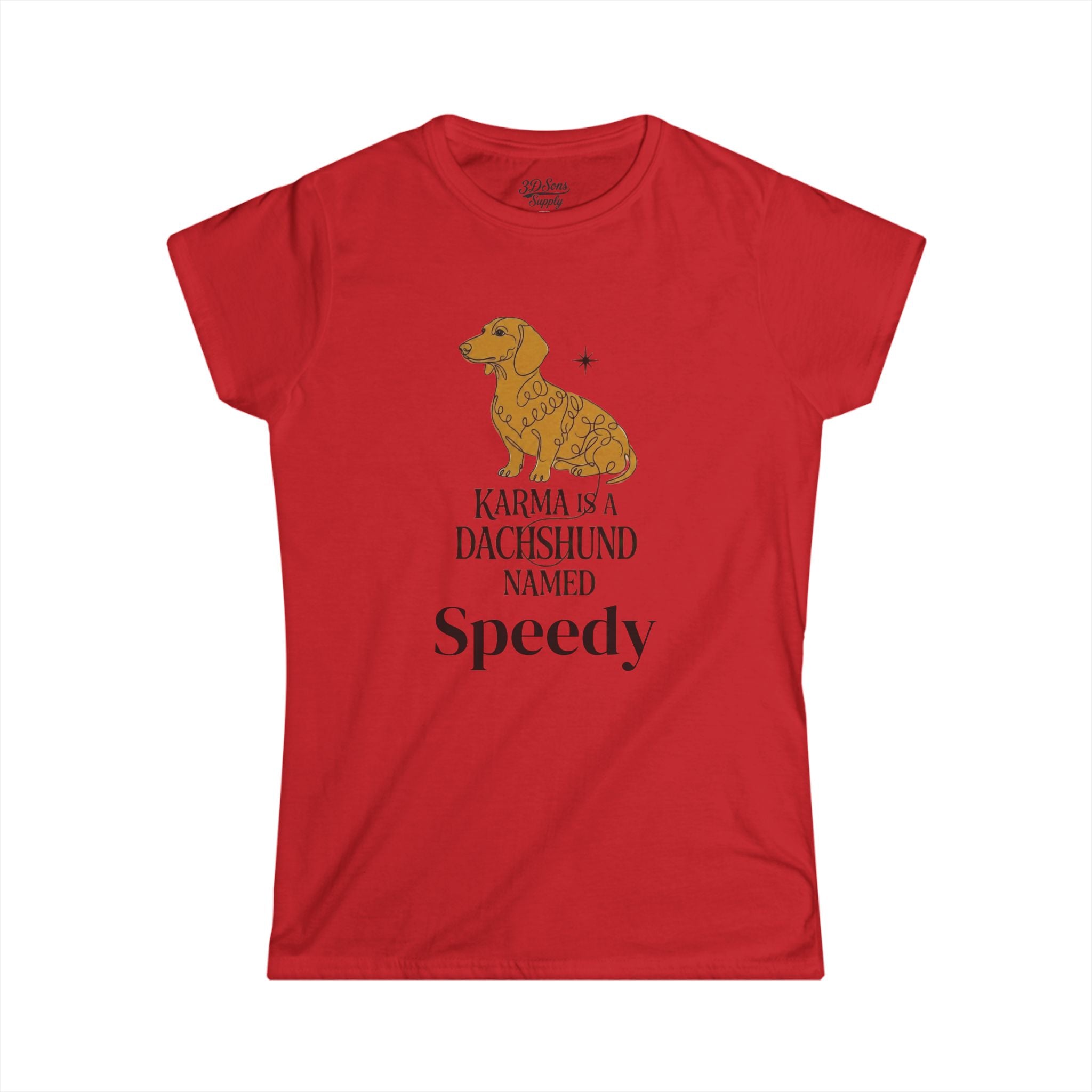 Karma Is a Dachshund Mid Century Tee | Personalized Name