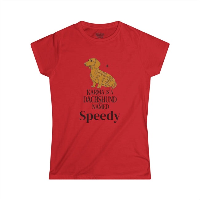 Karma Is a Dachshund Mid Century Tee | Personalized Name