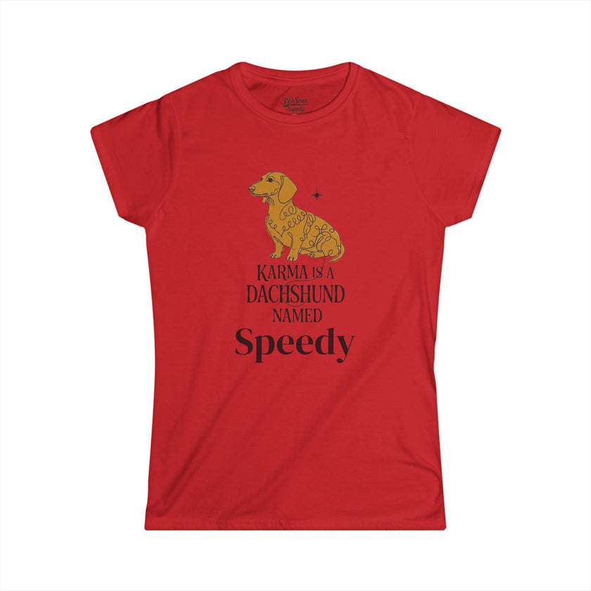 Karma Is a Dachshund Mid Century Tee | Personalized Name