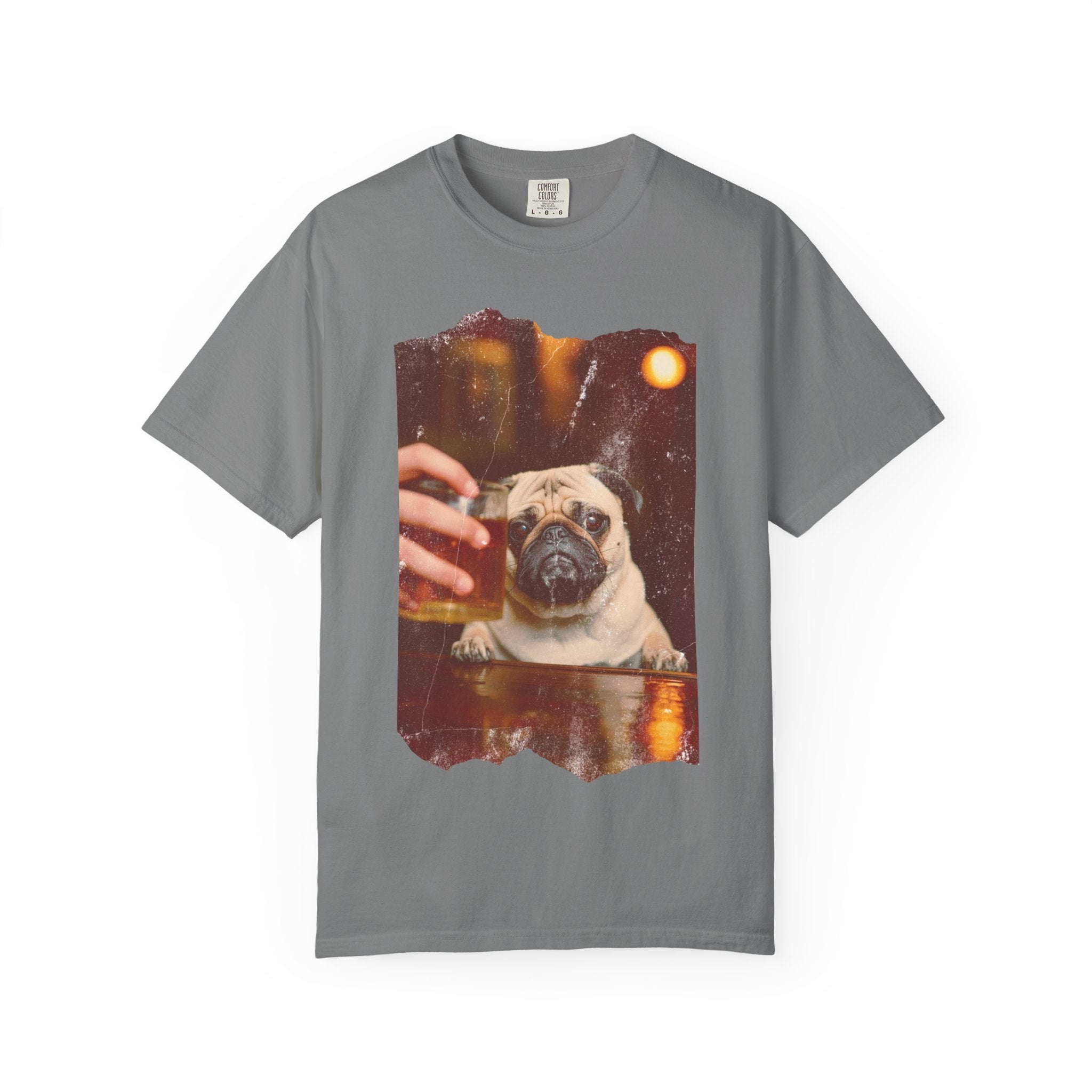 Pug At The Bar T-Shirt — Funny Vintage Pug Drinking Graphic Tee