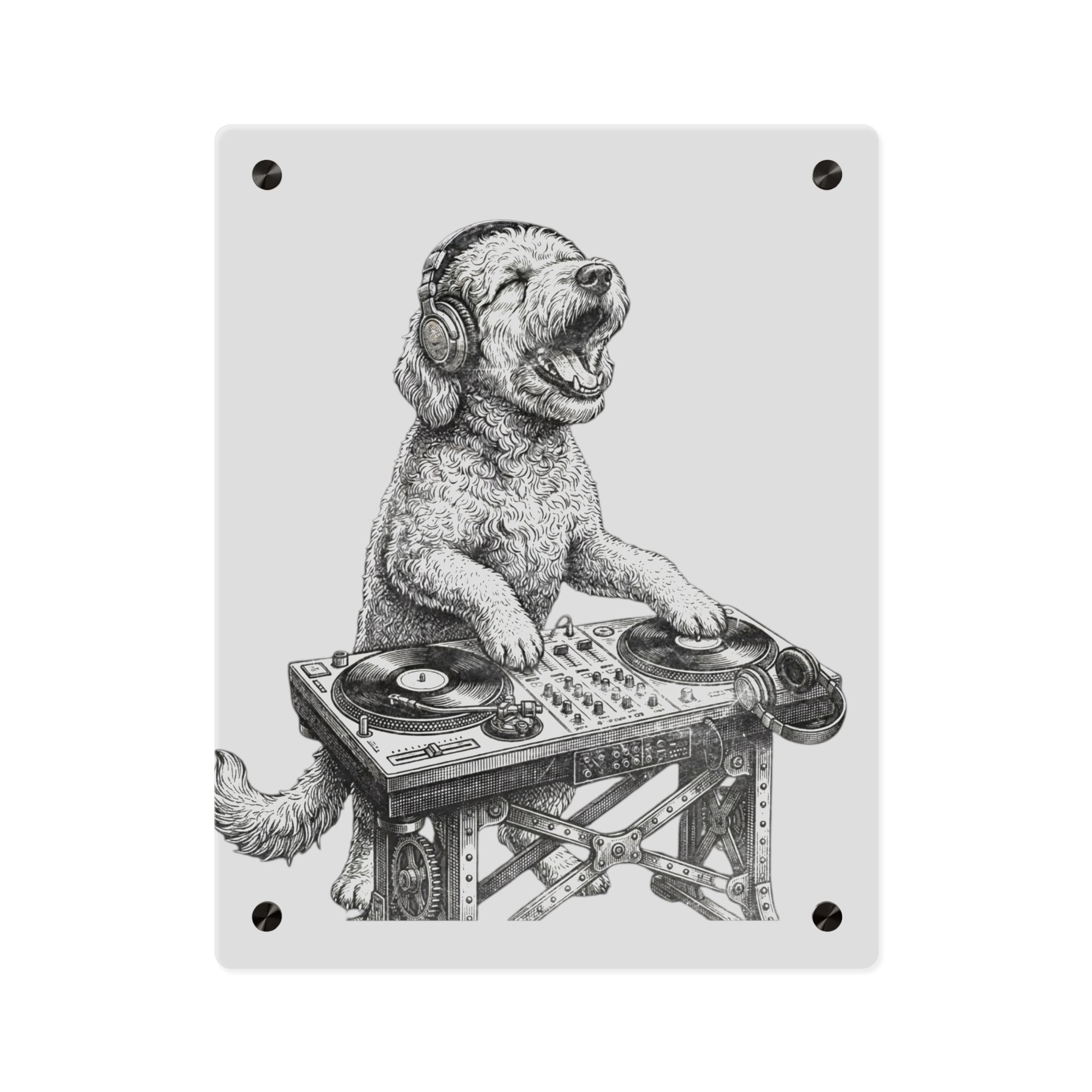 Doodle DJ with Turntable Acrylic Wall Art Panels | Music Room Decor