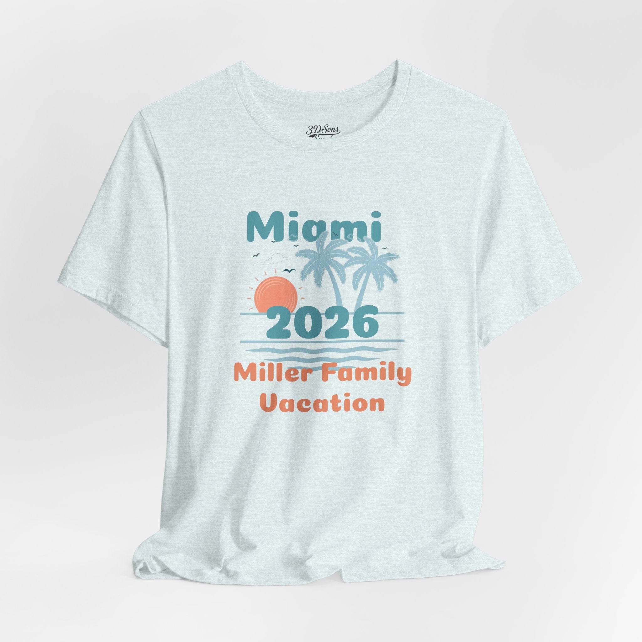 Personalized Family Beach T-Shirt — Custom Family Name, Location, Year with Beach Design