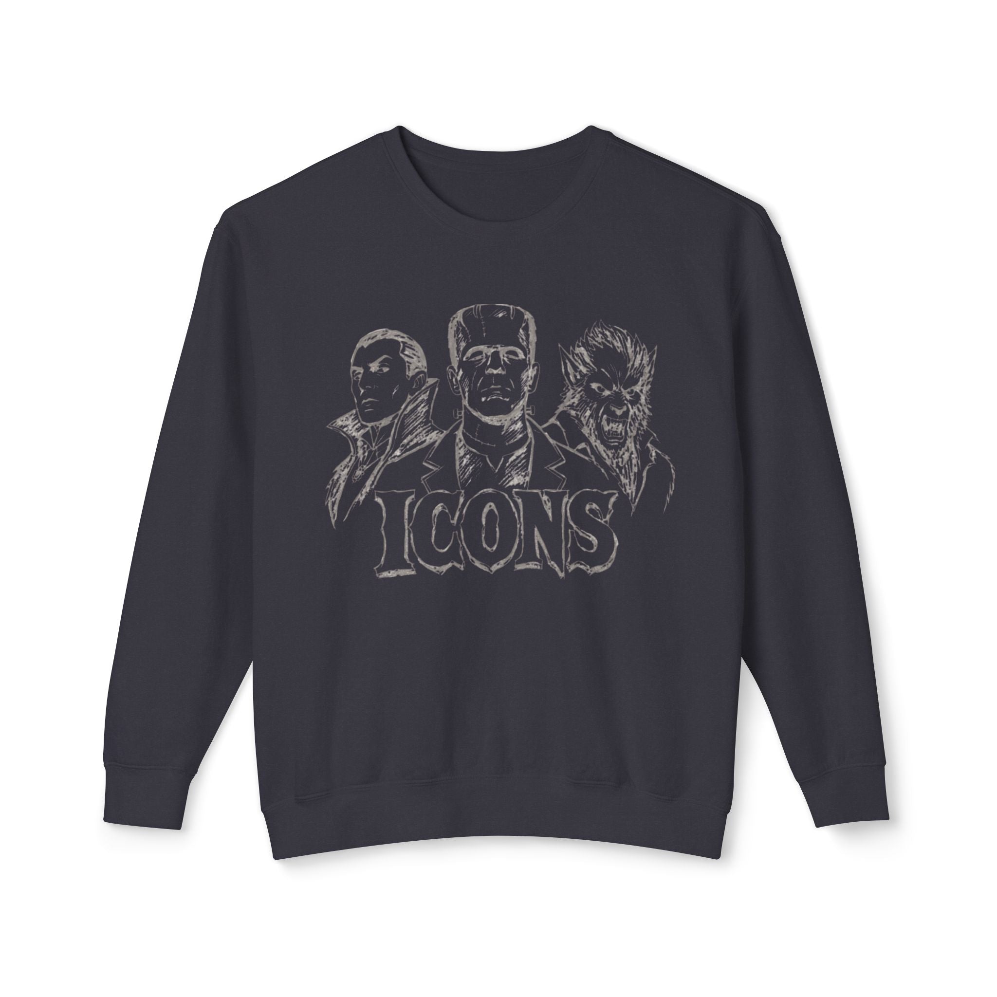 Classic Monster Icons Sweatshirt | Frankenstein Dracula Wolfman Crewneck