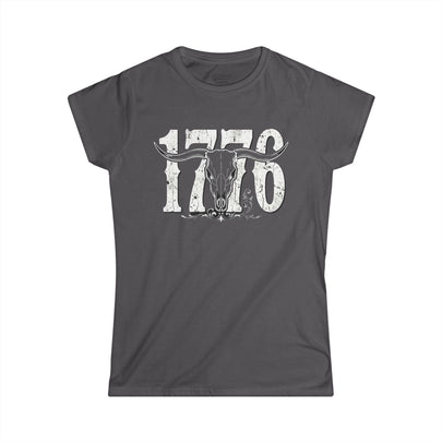 1776 Longhorn Skull Women's Tee — Rugged Western Graphic Shirt
