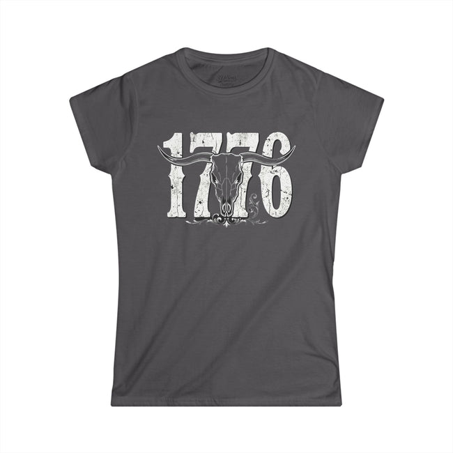1776 Longhorn Skull Women's Tee — Rugged Western Graphic Shirt