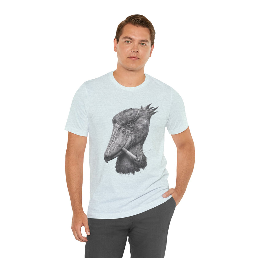 Smoking Shoebill Stork T-Shirt — Quirky Bird Graphic Tee