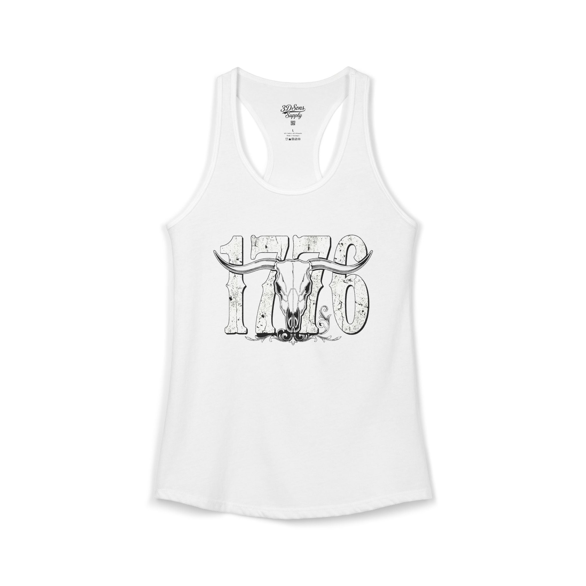 1776 Longhorn Skull Women's Racerback Tank
