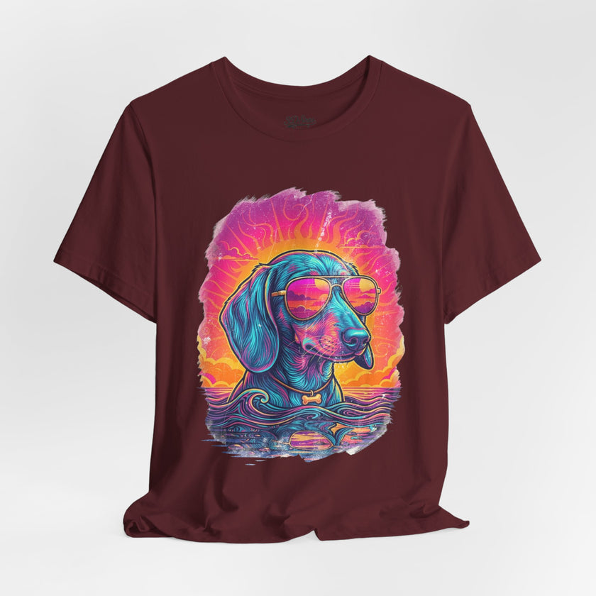 Dachshund Vice City Retro Tee 90's style