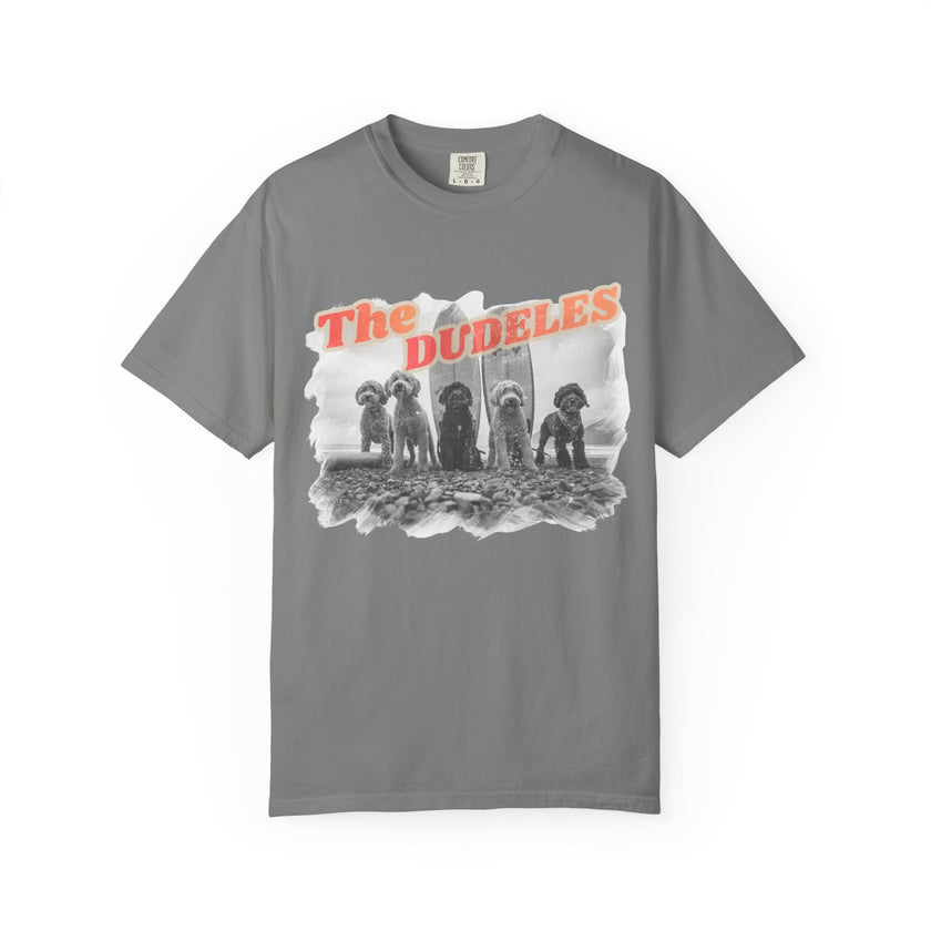 The Dudeles Dog Surfer T-Shirt | Doodle Breed Surfing Design