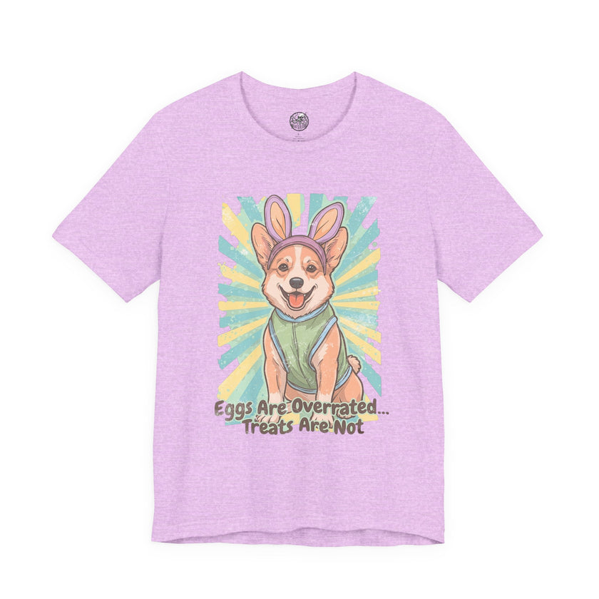 Easter Dog Tee — “Eggs Are Overrated...Treats Are Not” Corgi Retro Graphic T-Shirt