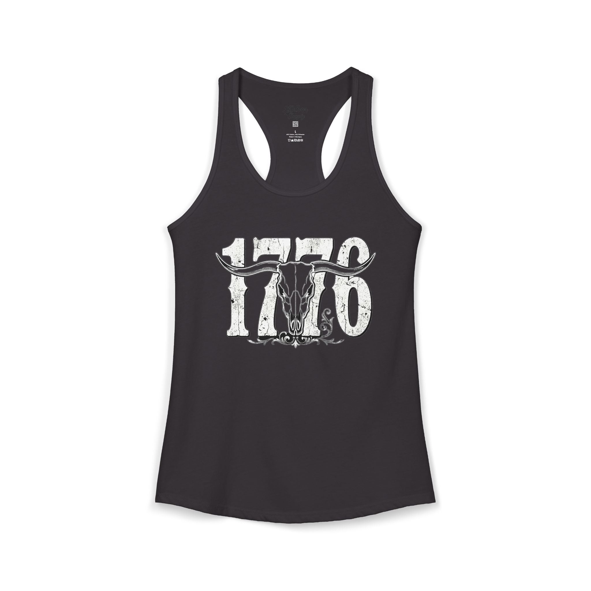 1776 Longhorn Skull Women's Racerback Tank