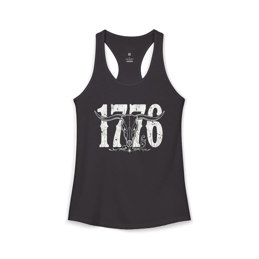 1776 Longhorn Skull Women's Racerback Tank