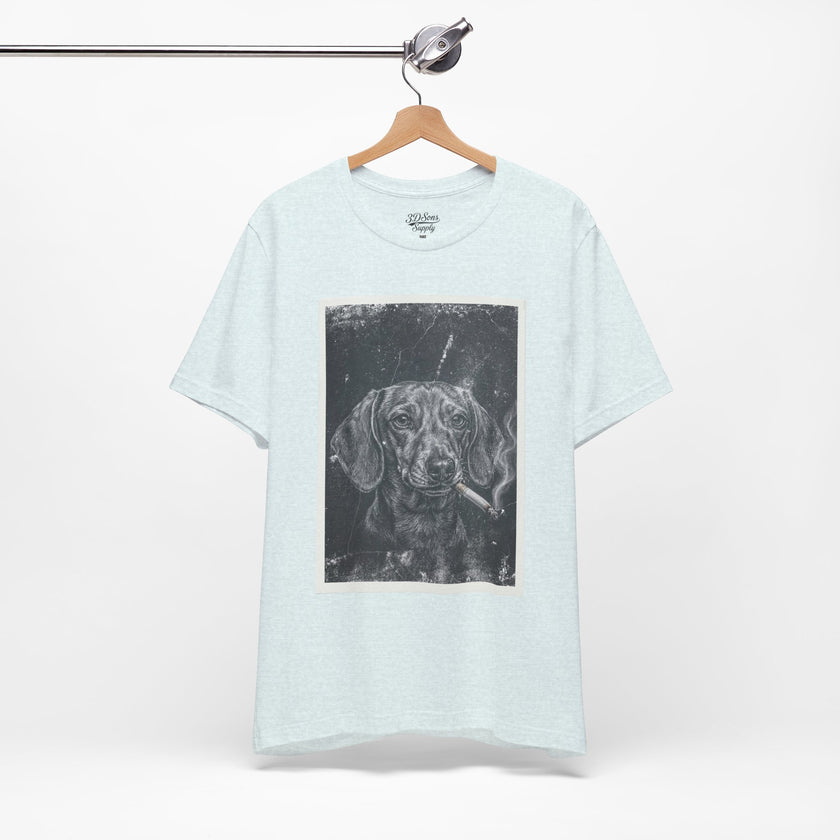Dachshund Smoking Portrait Tee – Vintage Smokin' Dog Art T-Shirt