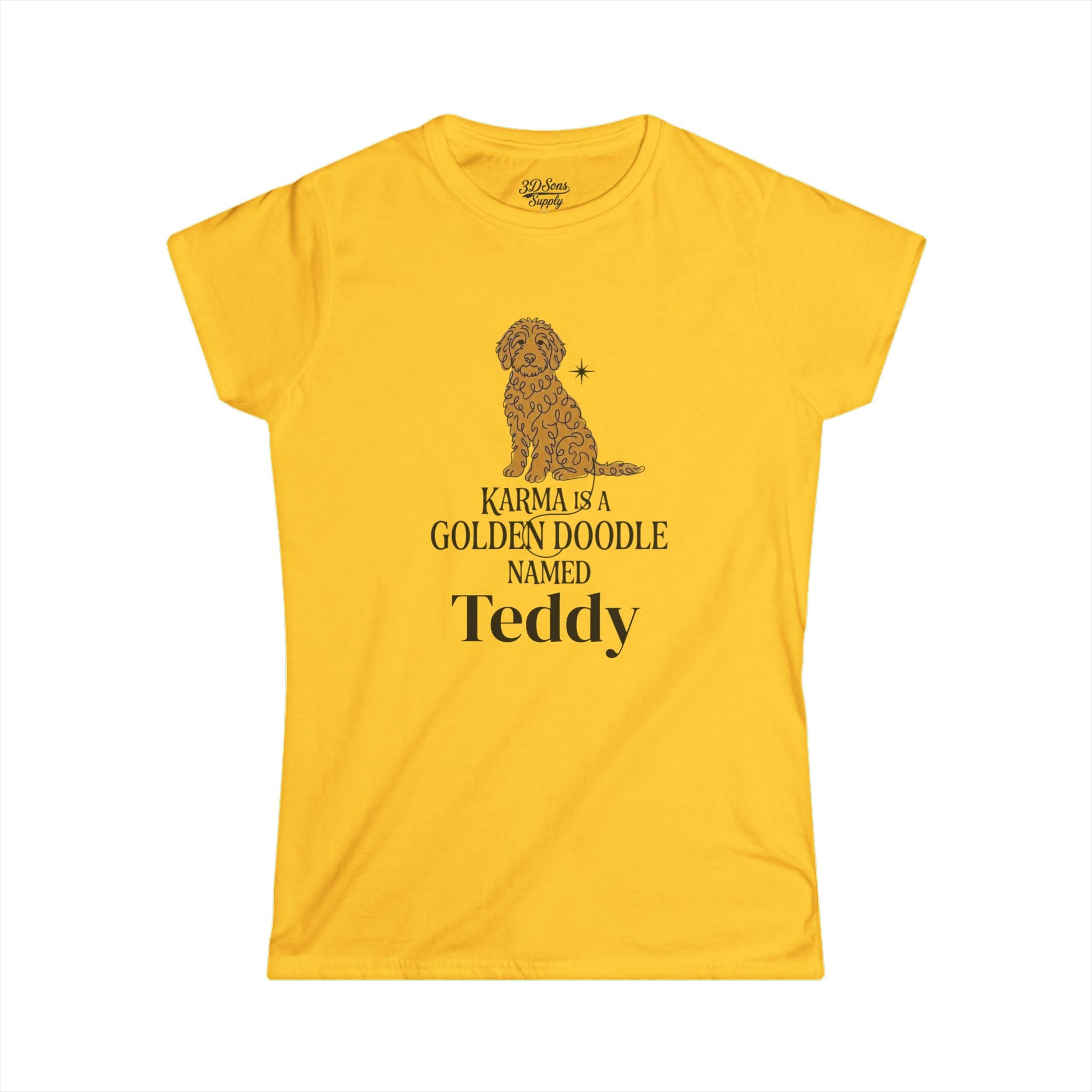 Personalized Karma Golden Doodle Name Tee | Mid Century Dog Shirt