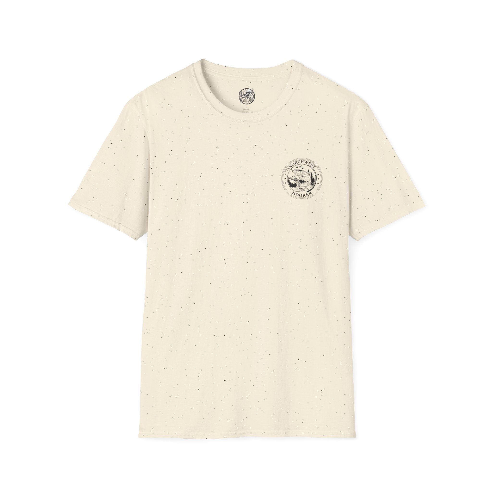 Northwest Hooker Trout Logo T-Shirt | Fishing Badge, Mountain River Design