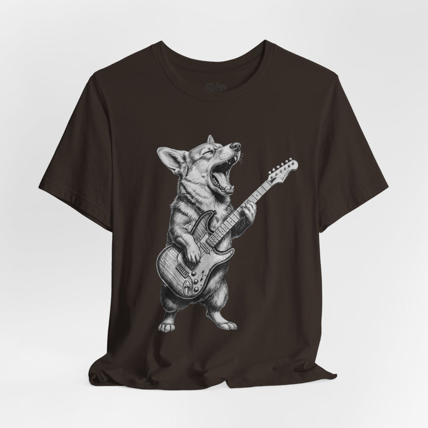 Corgi Rockstar T‑Shirt — Guitar Playing Dog Graphic Tee