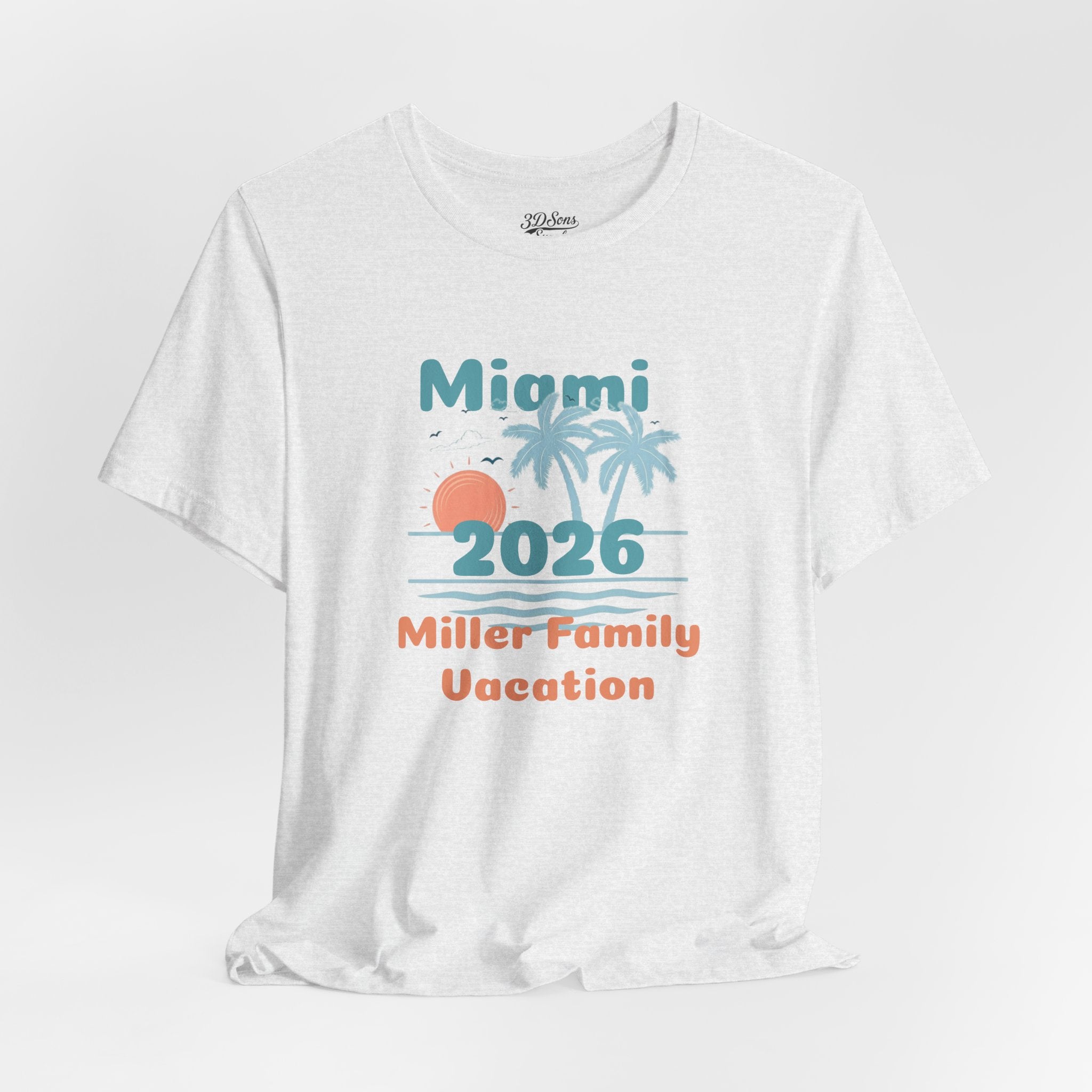 Personalized Family Beach T-Shirt — Custom Family Name, Location, Year with Beach Design