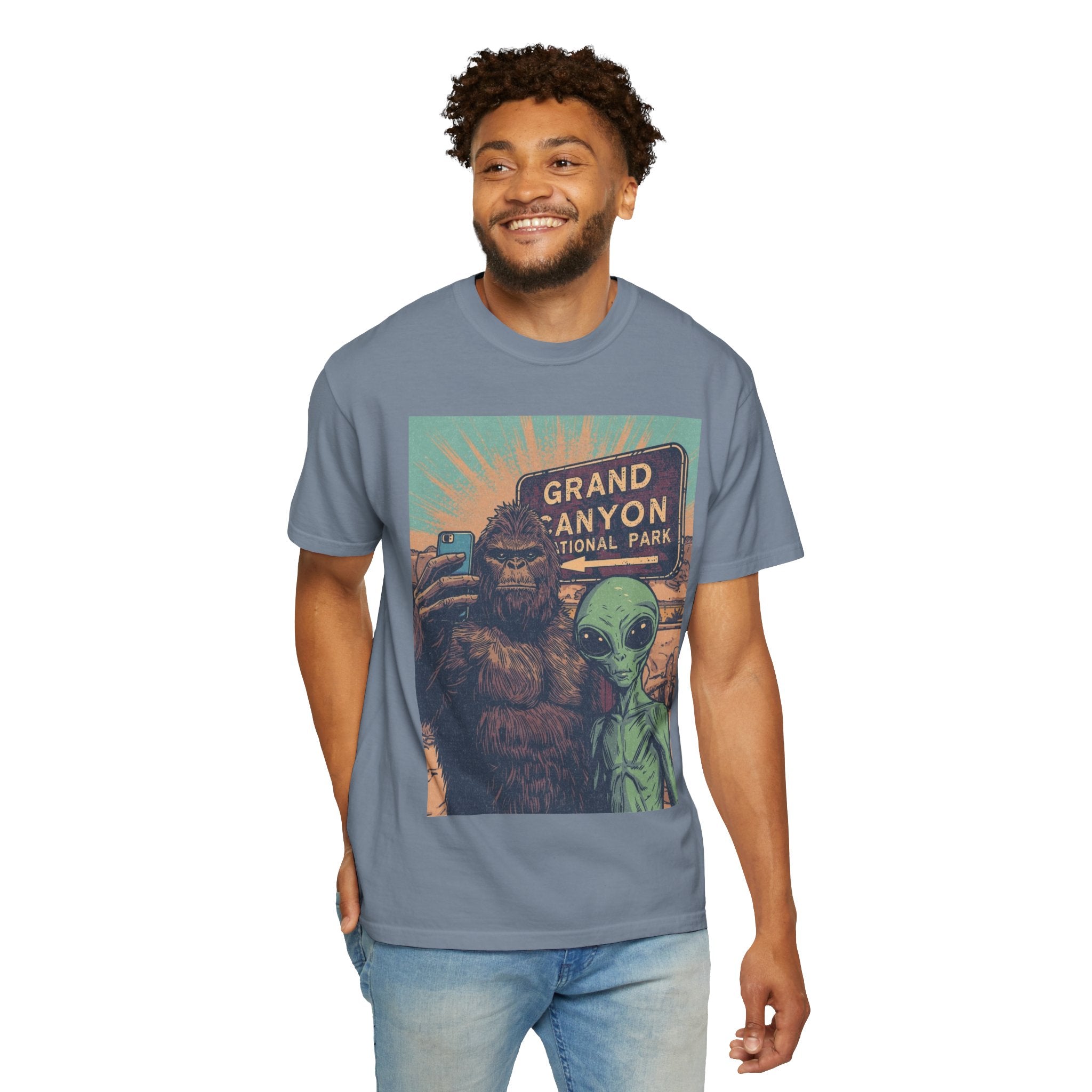 Bigfoot & Alien Grand Canyon T-Shirt — Funny National Park Tee