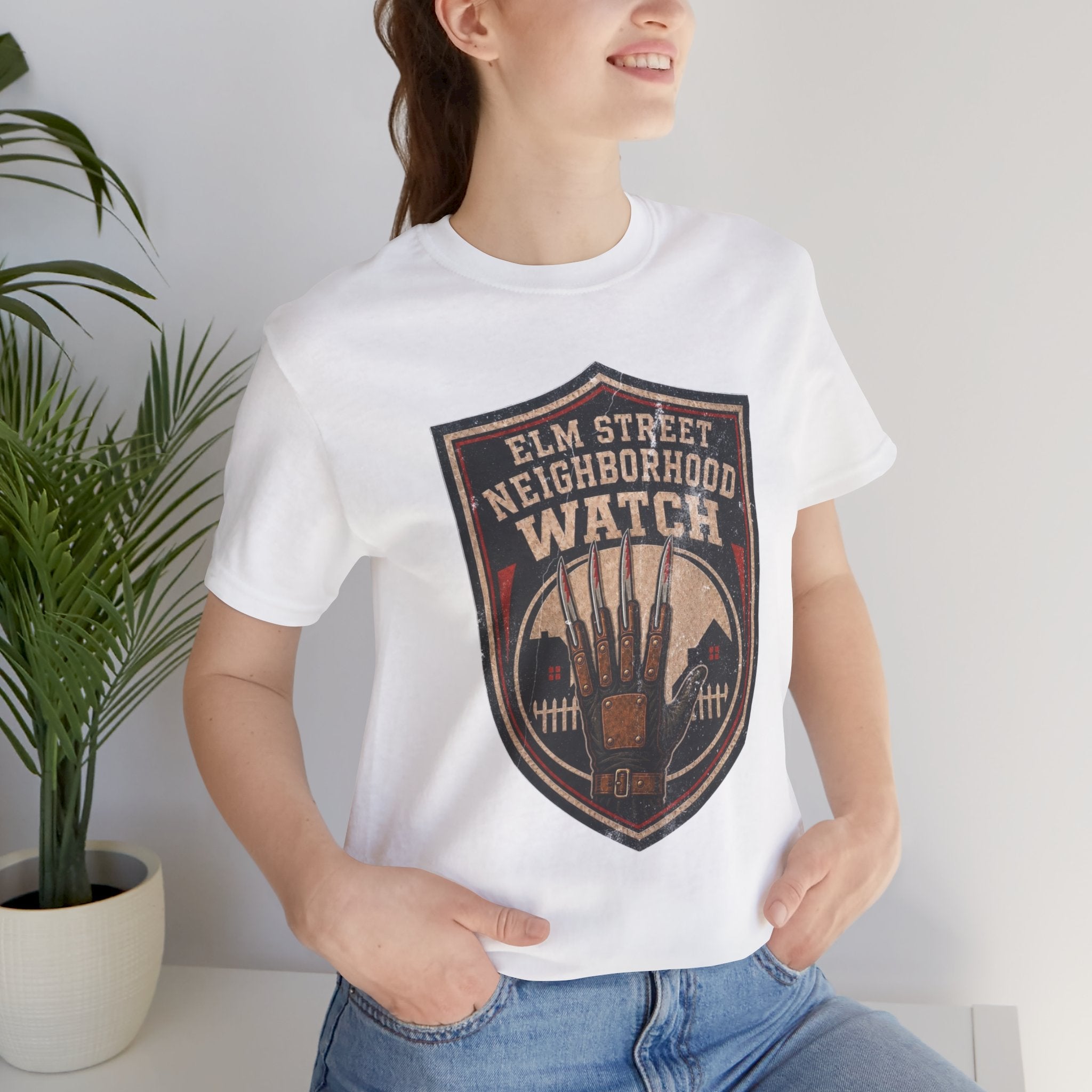 Elm Street Neighborhood Watch Tee – Horror Movie Retro Graphic T-Shirt