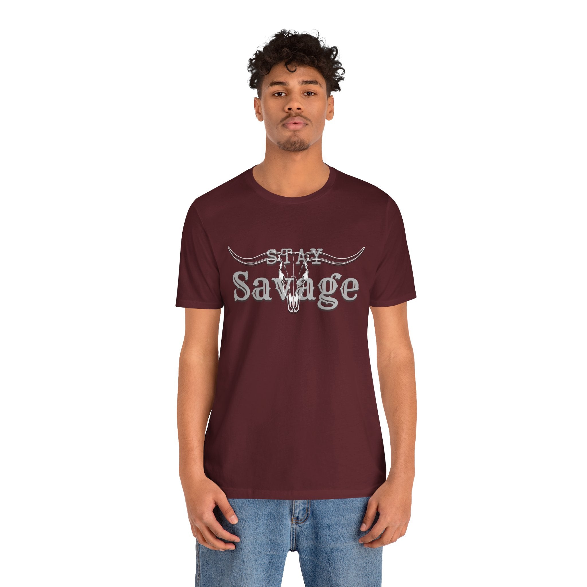Stay Savage Longhorn Tee - Vintage Texas Skull T-Shirt