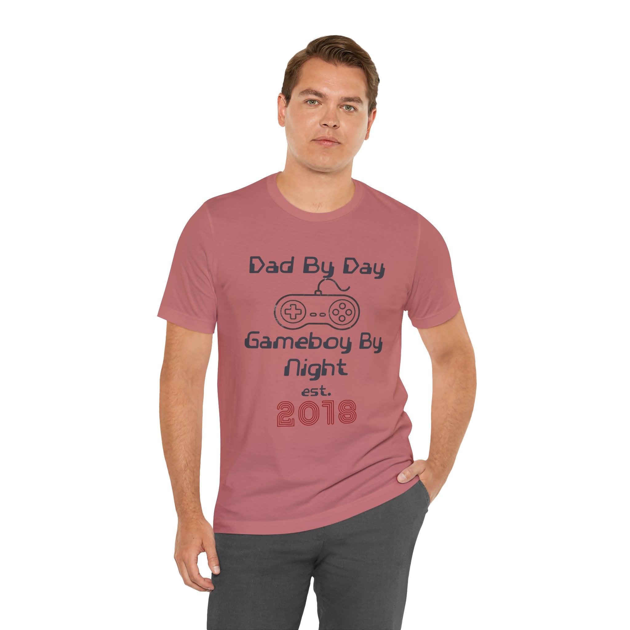 Personalized Dad By Day Gamer By Night T-Shirt,  90's Retro Controller Tee