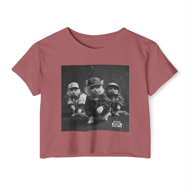 Hip Hop Kittens 90s Album Cover Crop Top | Funny Cat Graphic Tee – 3D Sons Supply Co