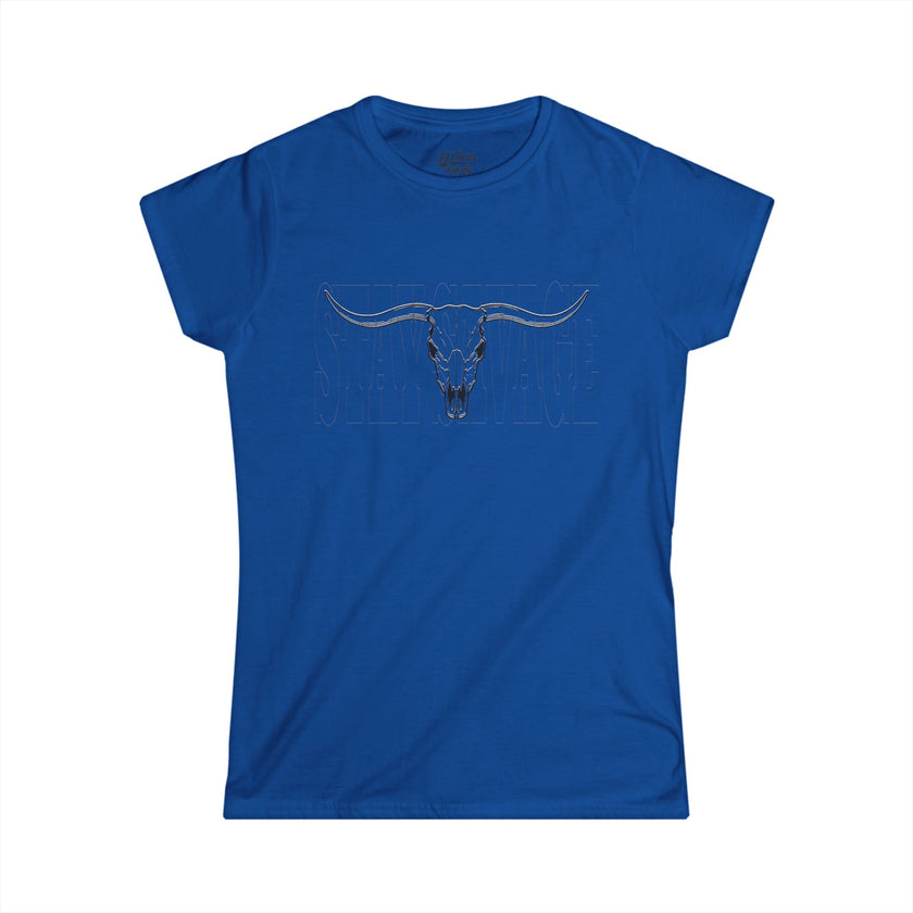 Stay Savage Longhorn Skull Women's Tee — Rugged Western Graphic Shirt