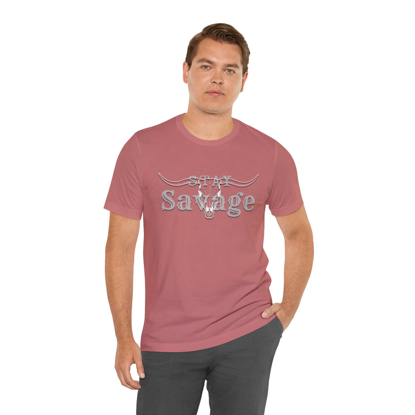 Stay Savage Longhorn Tee - Vintage Texas Skull T-Shirt