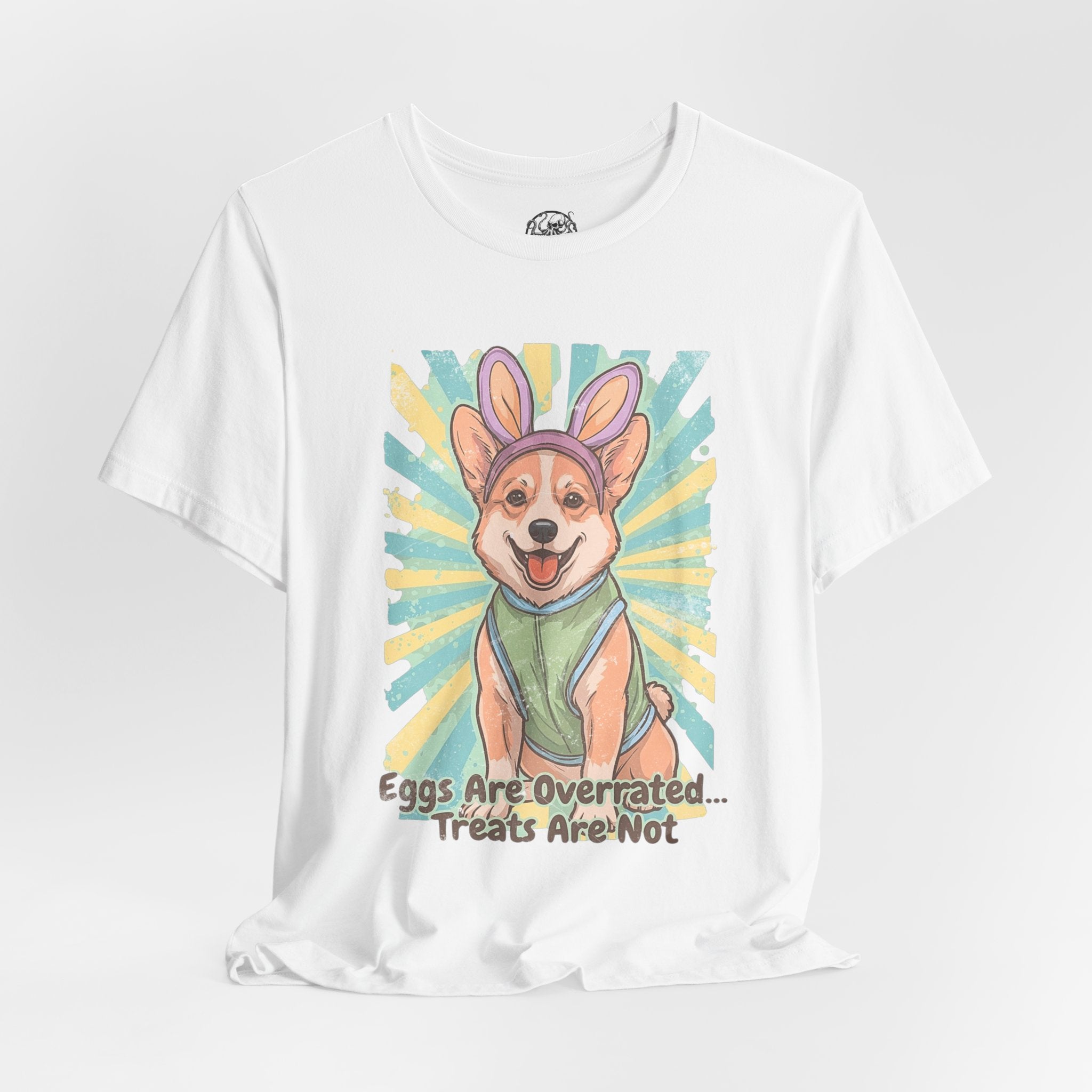 Easter Dog Tee — “Eggs Are Overrated...Treats Are Not” Corgi Retro Graphic T-Shirt