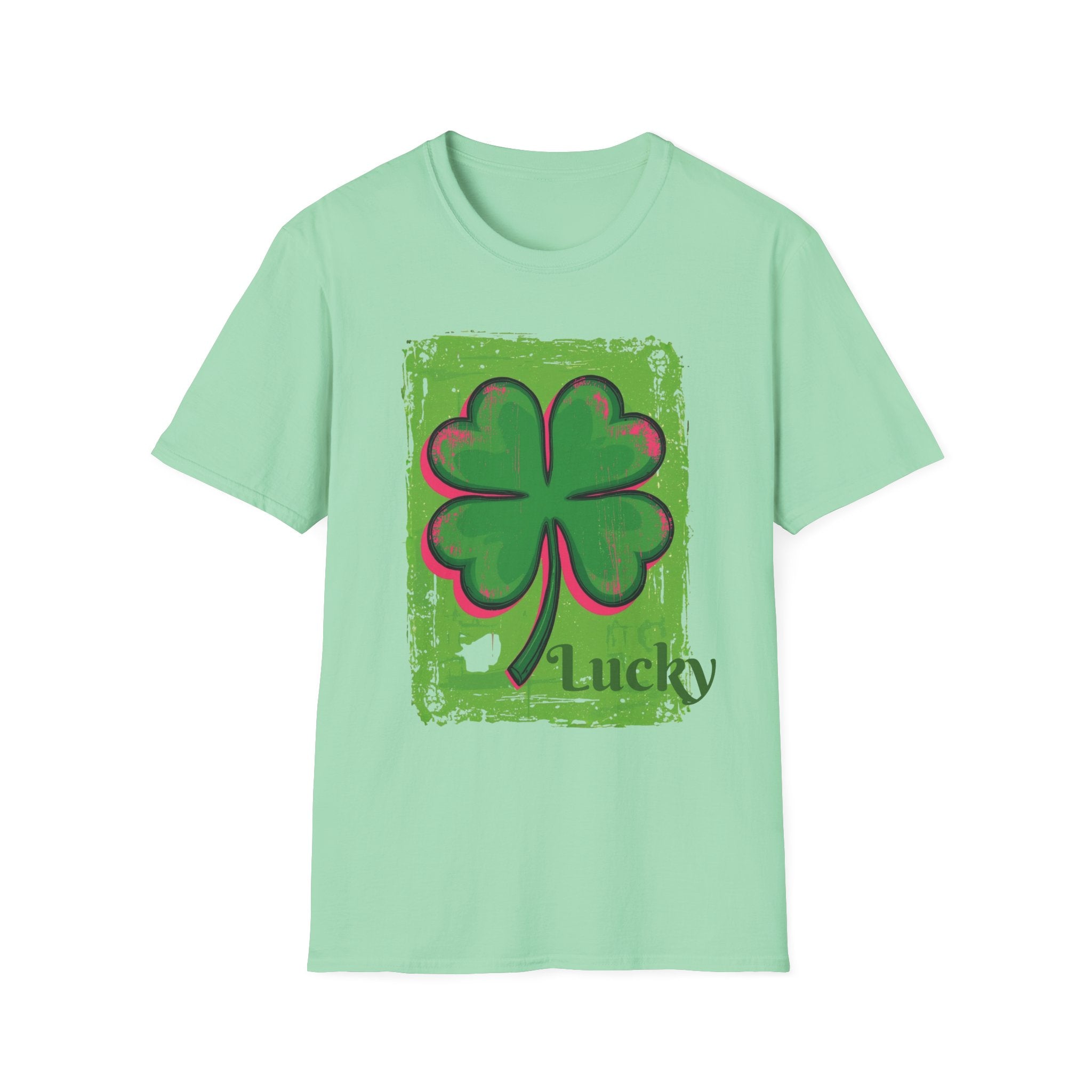 Green Four Leaf Clover Lucky Tee Shirt, St. Patrick's Day Shamrock Tee Women