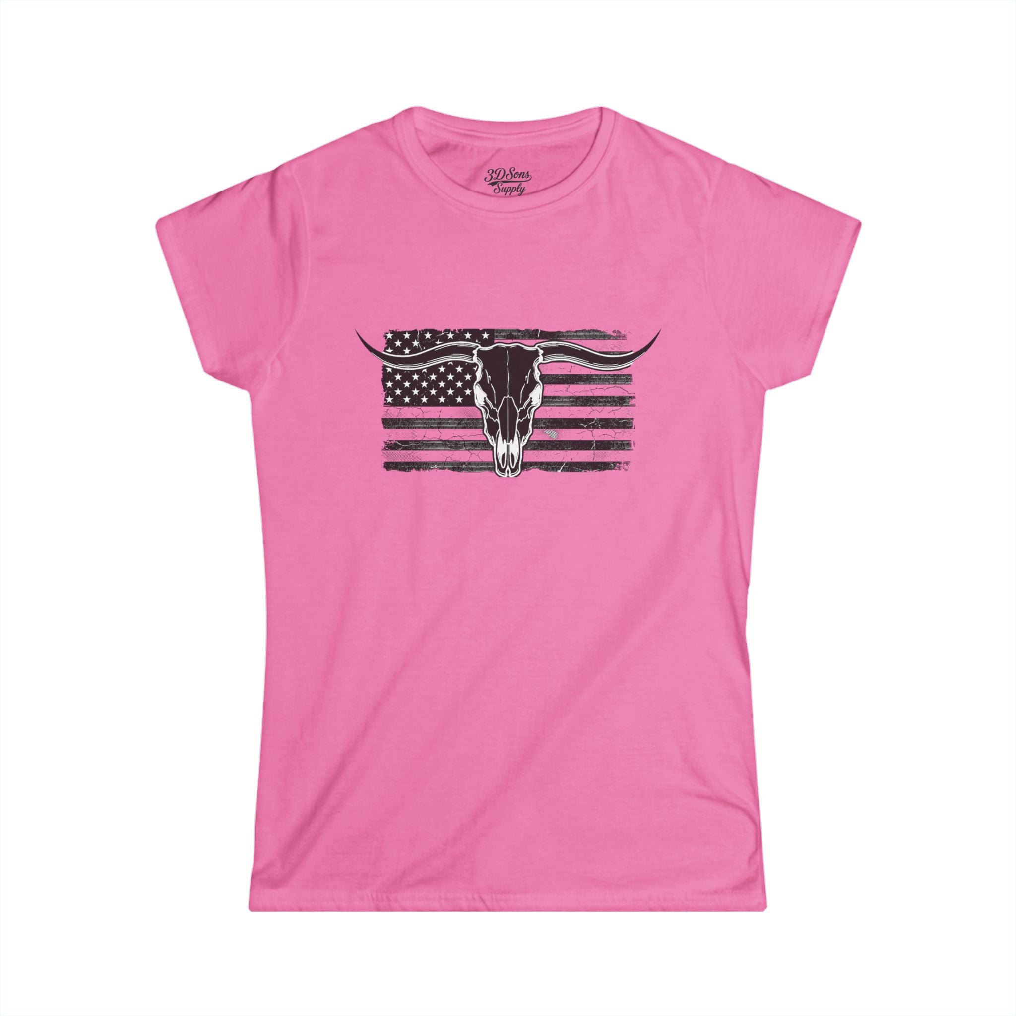 American Longhorn Skull Women's Tee — Rugged Western Graphic Shirt