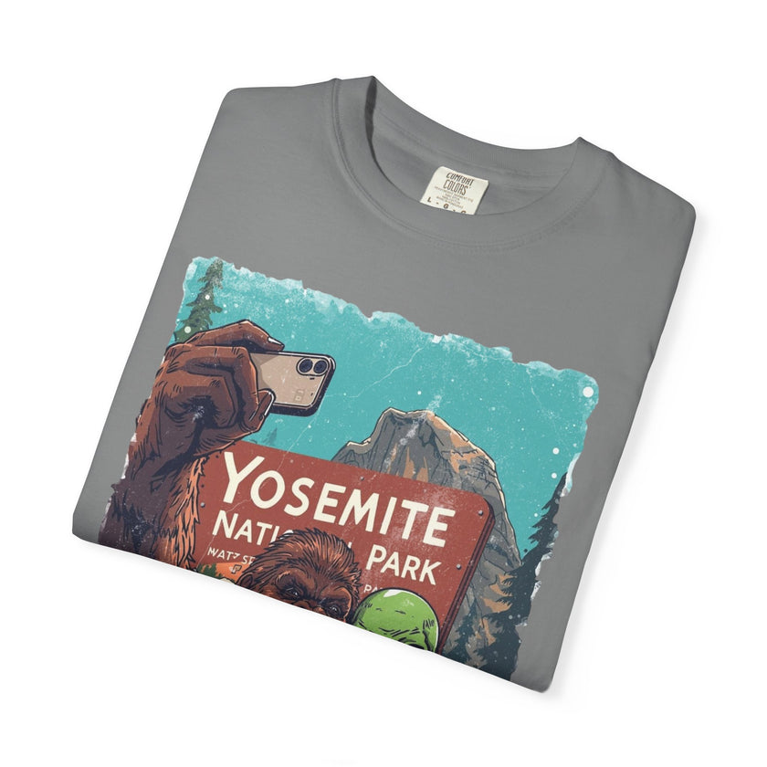 Alien & Bigfoot Yosemite T-Shirt — Camping Adventure Graphic Tee