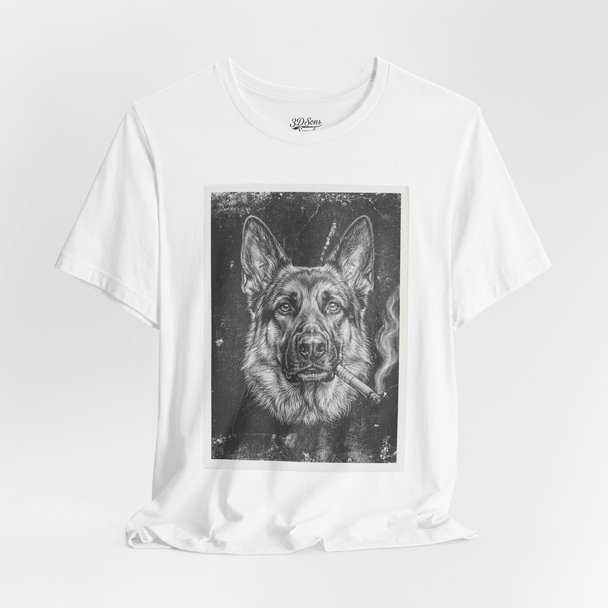 German Shepard Smoke Photo Tee — Vintage Pup Graphic T-Shirt