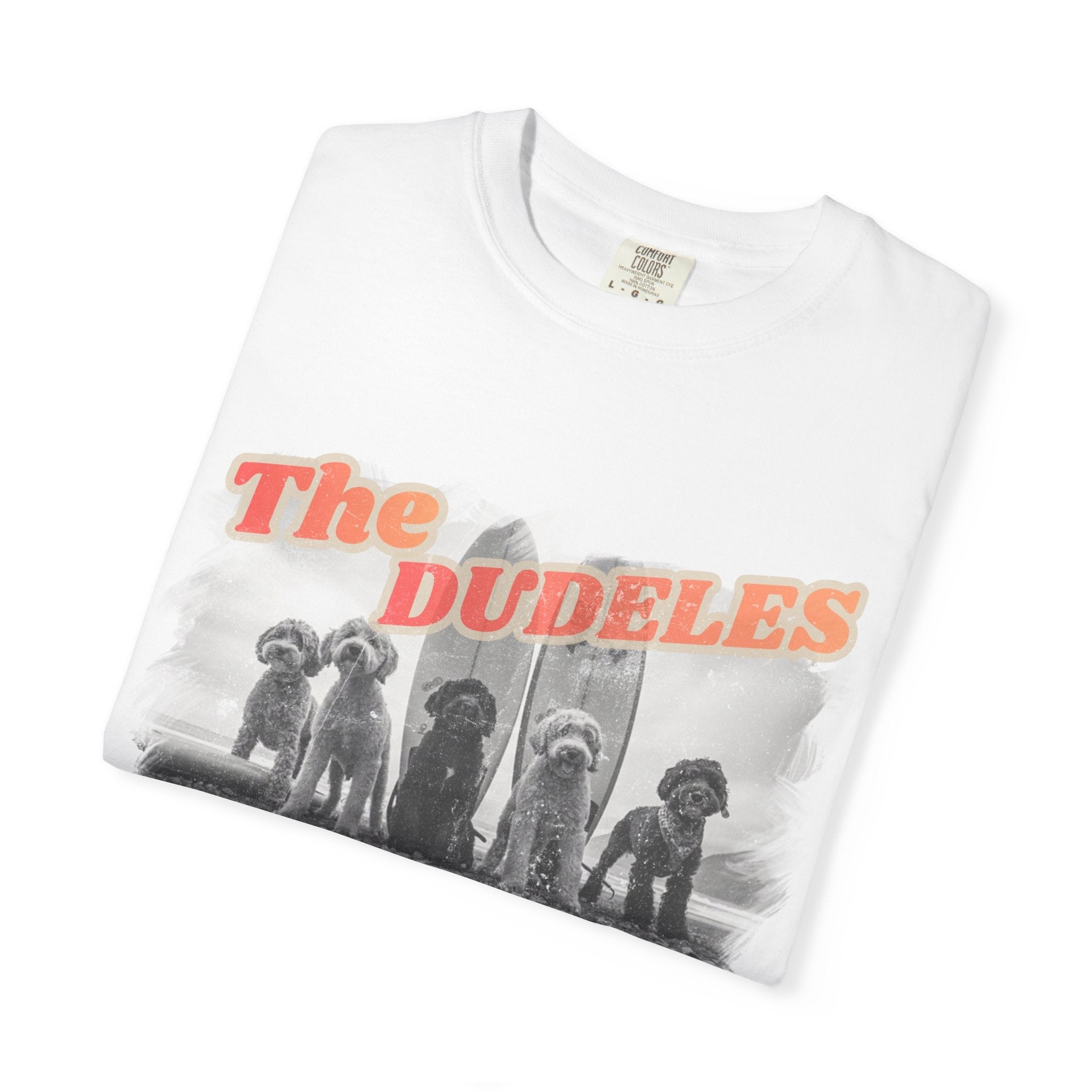 The Dudeles Dog Surfer T-Shirt | Doodle Breed Surfing Design