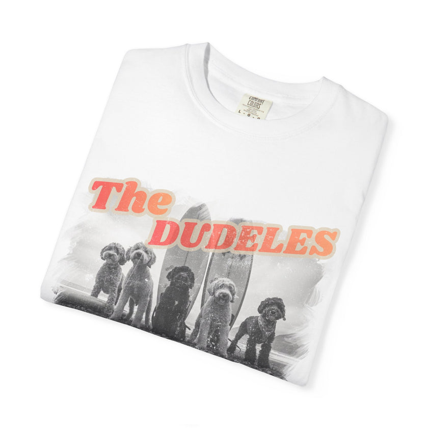 The Dudeles Dog Surfer T-Shirt | Doodle Breed Surfing Design