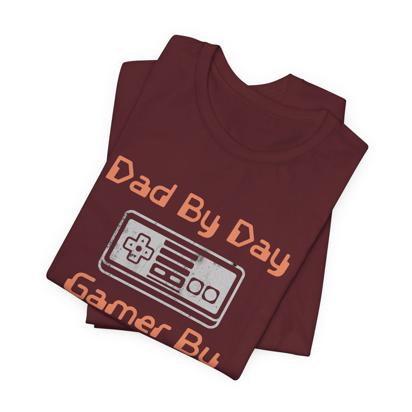 Personalized Dad By Day Gamer By Night T-Shirt — Established 2018 Retro Controller Tee