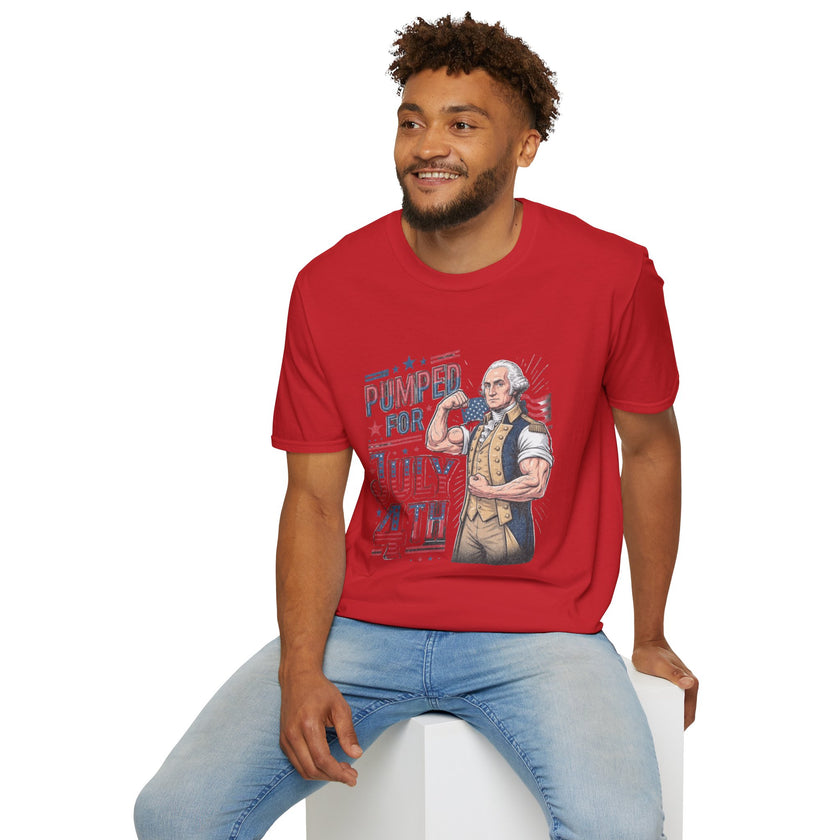 Pumped for July 4th George Washington T-Shirt | Funny Patriotic Tee