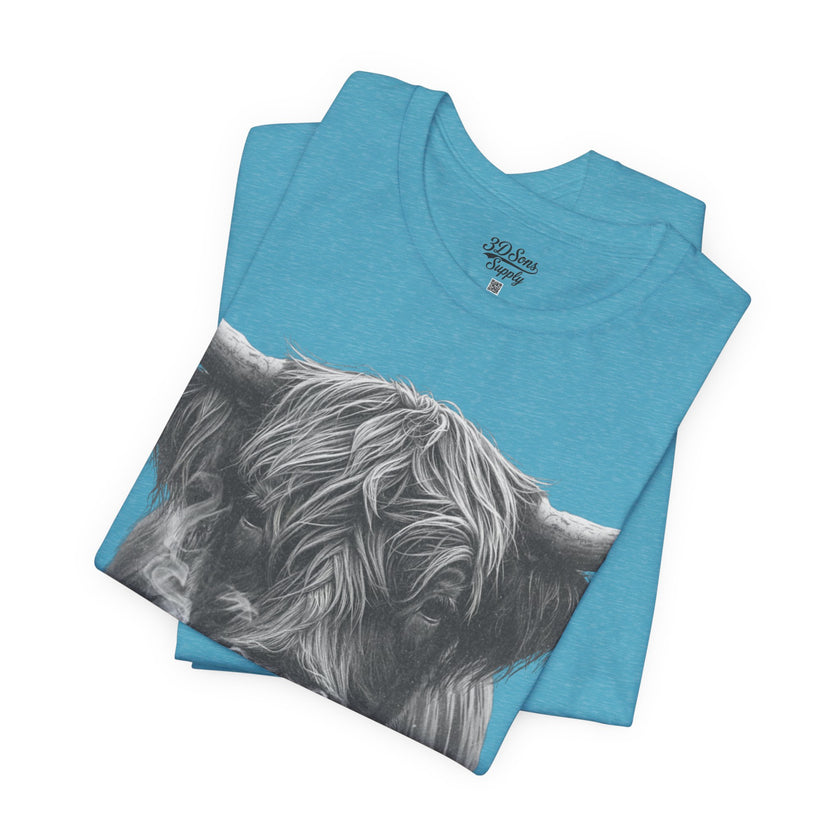 Highland Cow Smoking Tee — Vintage Highland Cattle Graphic T-Shirt