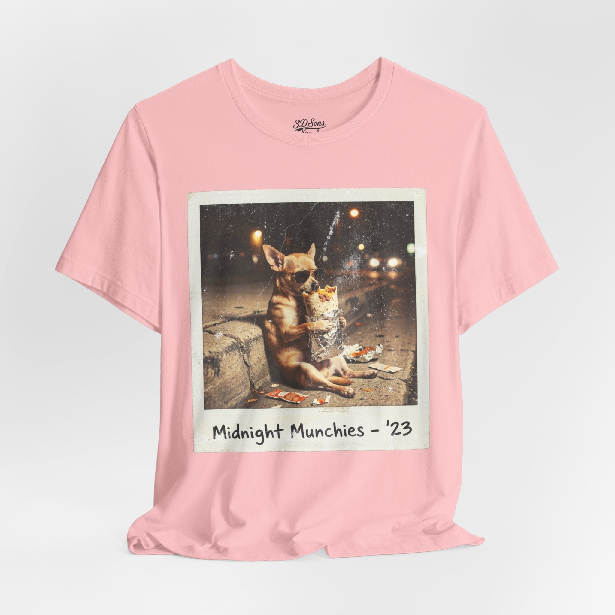 Midnight Munchies '23 Tee - Funny Chihuahua Late Night Snack Graphic T-Shirt