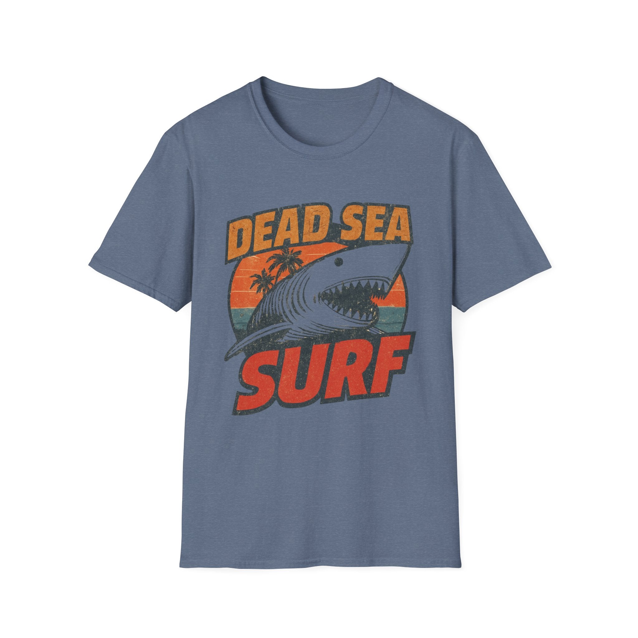 Dead Sea Surf shark graphic Tee Shirt, Summer Vintage Surf Palm Sunset